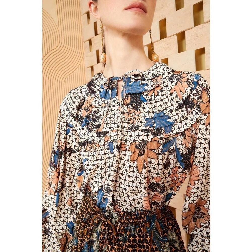 Ulla Johnson Aria Silk Floral Blouse Boho Romantic Modern Boho Whimsy Top 8 M